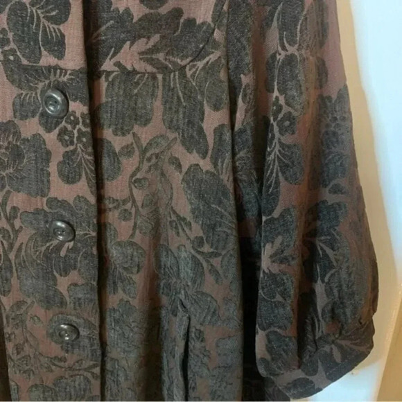 Anthropologie Elevenses Tapestry Victorian Jacquard Float Coat Brown 12 - Picture 8 of 9